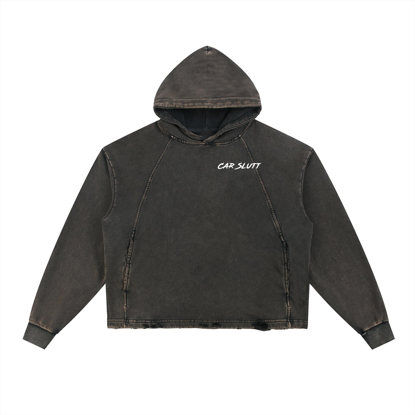 Vintage Washed Frayed-Hem Hoodie