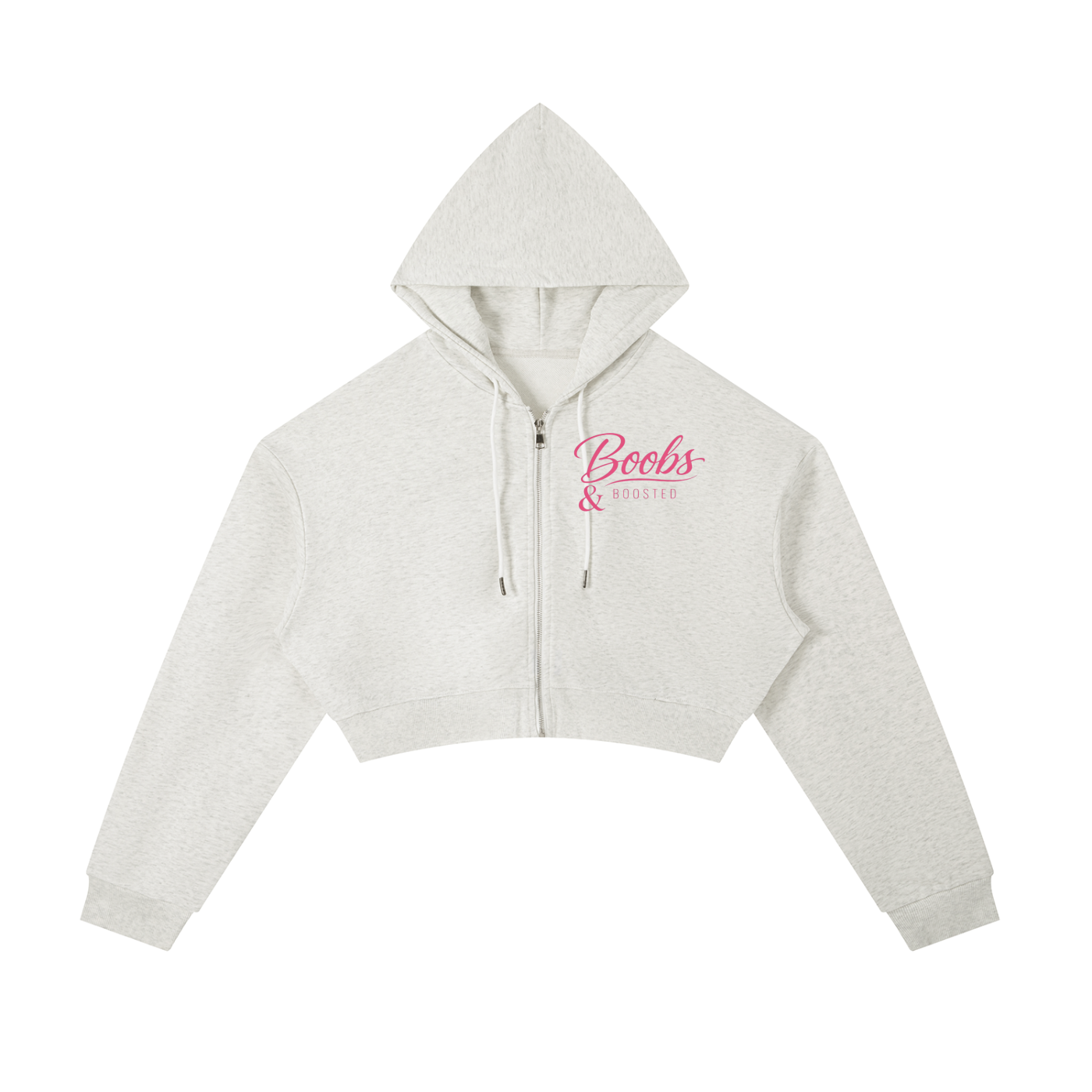 Boobs & Boosted Cropped Zip-Up Hoodie