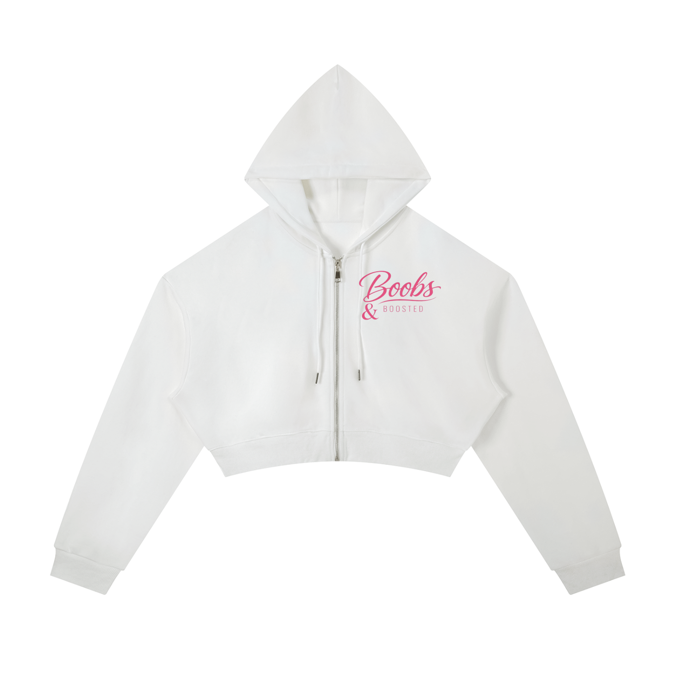 Boobs & Boosted Cropped Zip-Up Hoodie