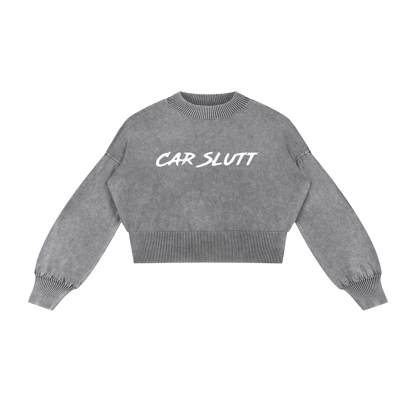 Mineral Wash Balloon Sleeve Cropped Sweater