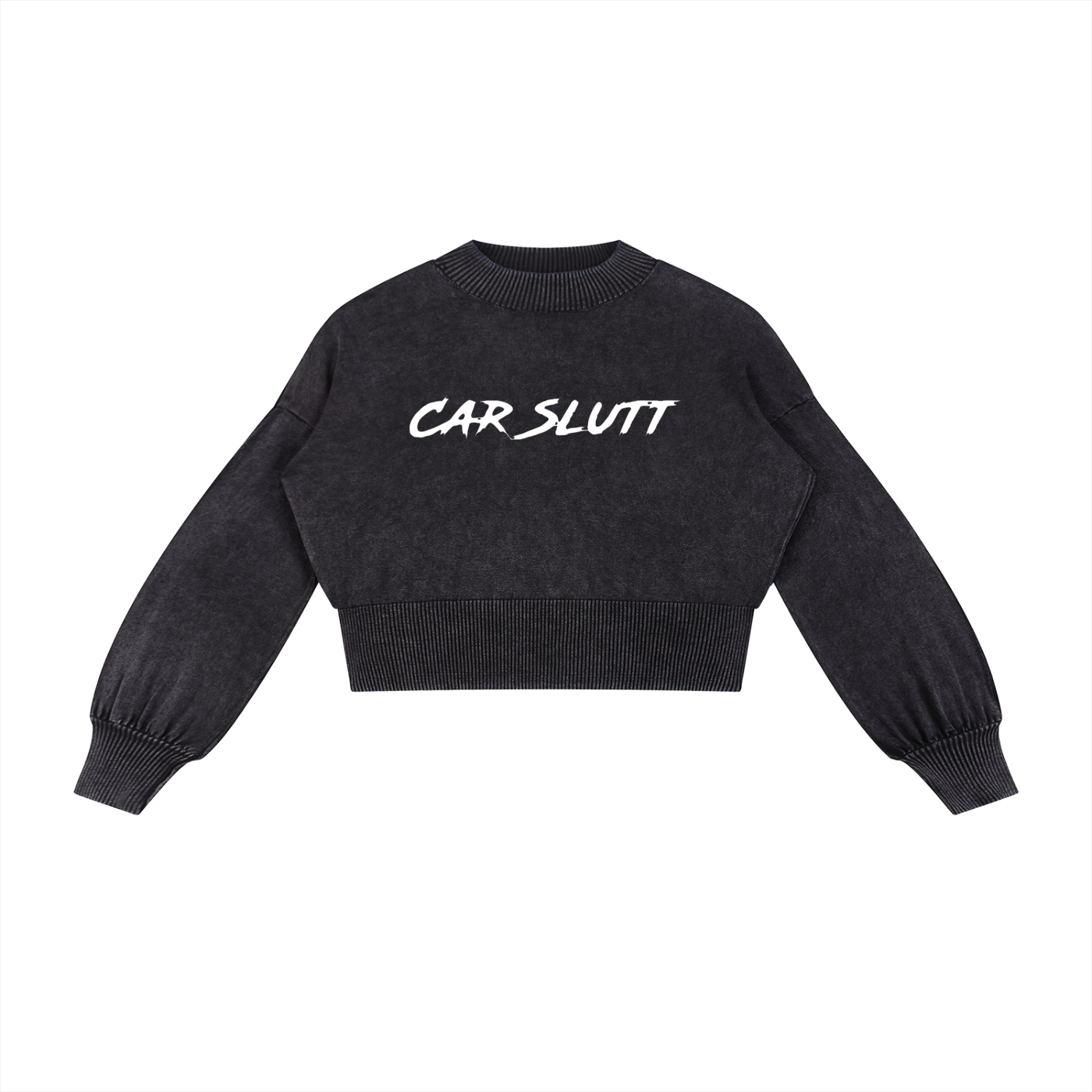 Mineral Wash Balloon Sleeve Cropped Sweater