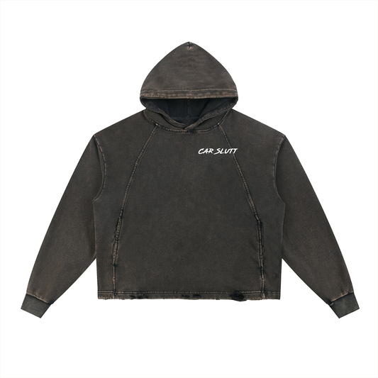 Vintage Washed Frayed-Hem Hoodie