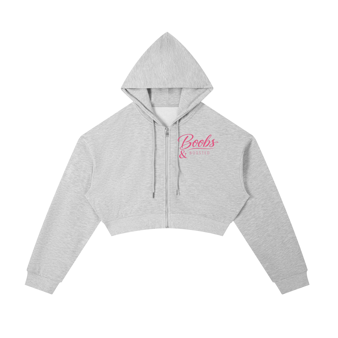 Boobs & Boosted Cropped Zip-Up Hoodie