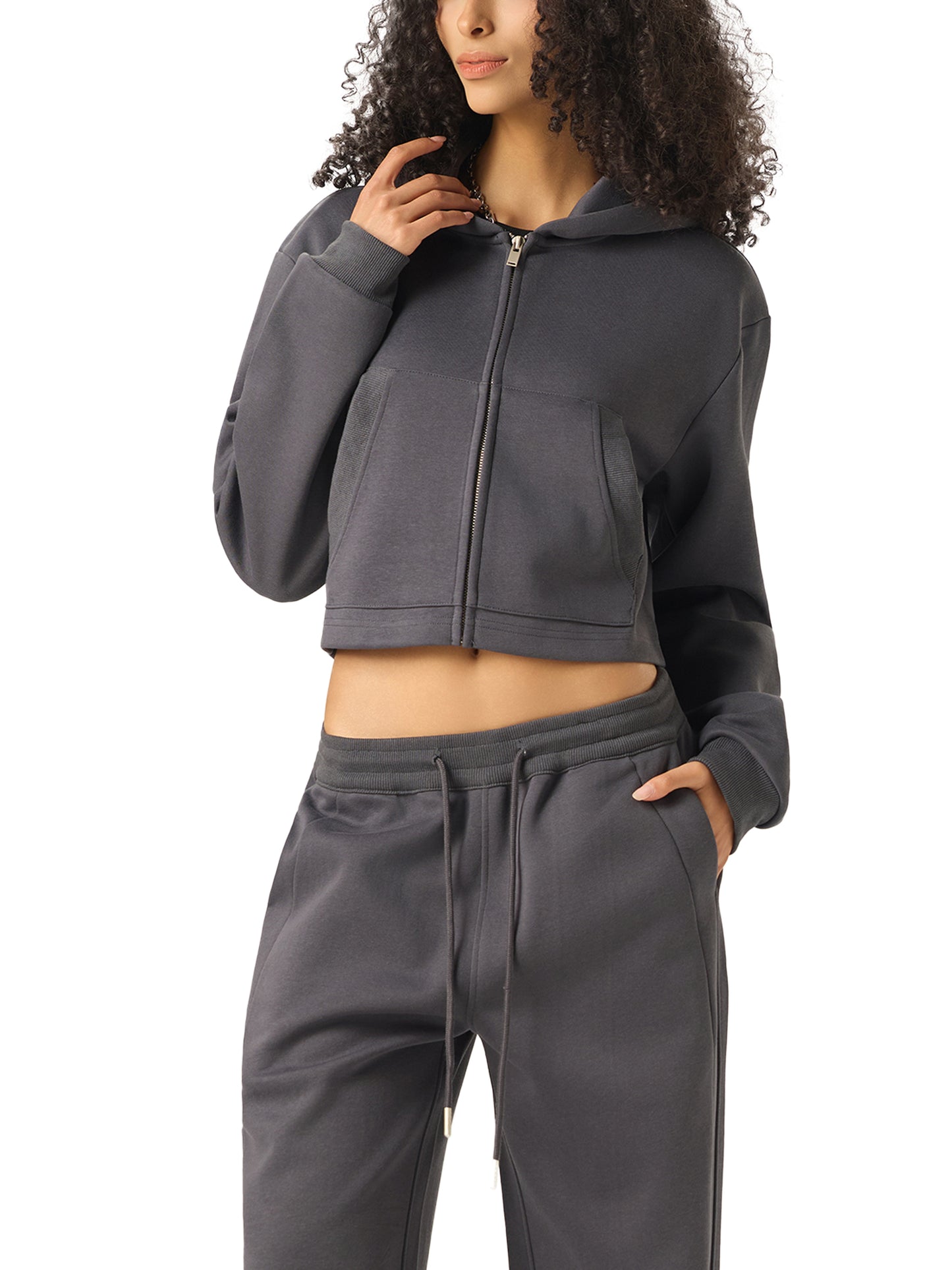 Essential Cropped Zip-Up Hoodie